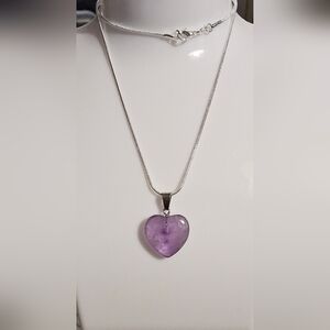 Natural Amethyst Purple Heart Pendant Necklaces Item 008